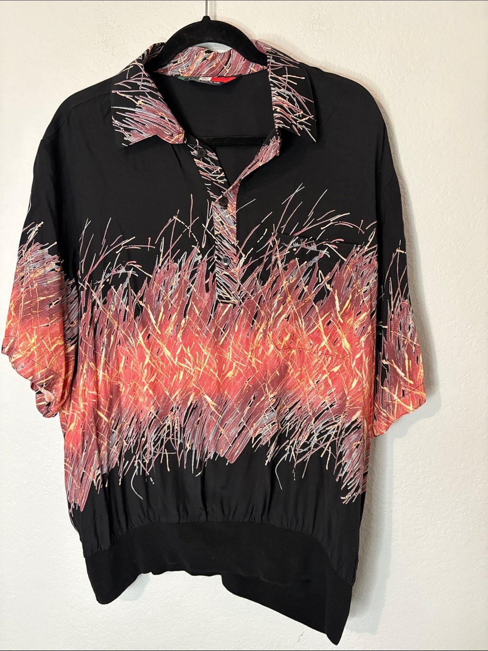 D’Accord Button Down Black Pullover VTG XL